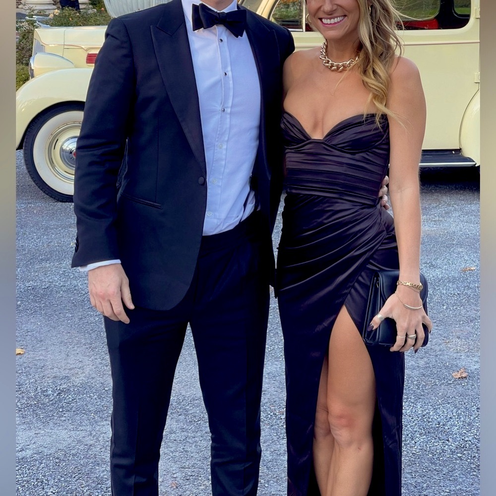 Black Tie Formal Dress, Black. Strapless.